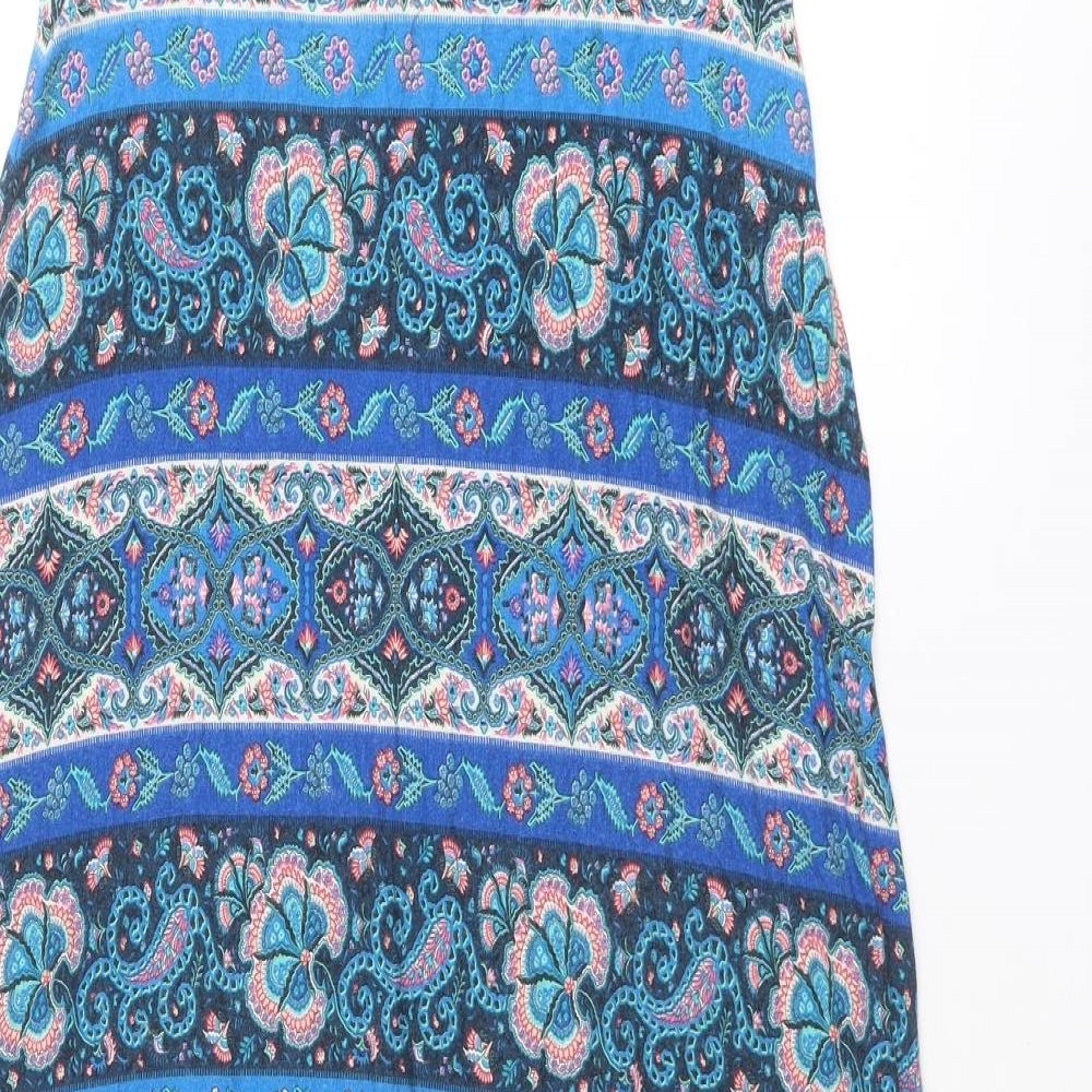 Monsoon Womens Blue Paisley Viscose A-Line Size M Square Neck Pullover - Strapless