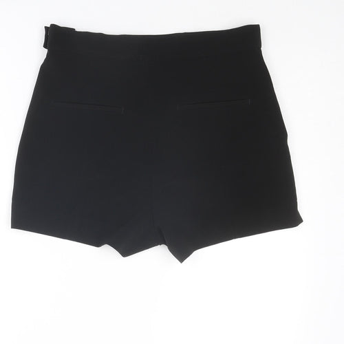H&M Womens Black Polyester Basic Shorts Size 12 L3 in Regular Zip