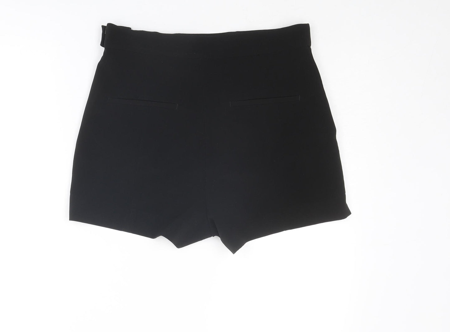 H&M Womens Black Polyester Basic Shorts Size 12 L3 in Regular Zip