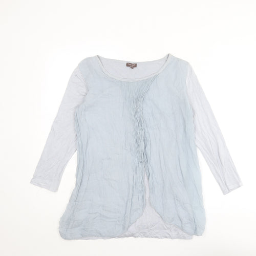 Phase Eight Womens Blue Silk Basic T-Shirt Size M Round Neck