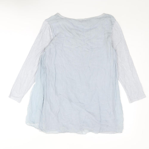Phase Eight Womens Blue Silk Basic T-Shirt Size M Round Neck