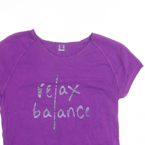 DECATHLON Womens Purple Polyester Basic T-Shirt Size XS Round Neck - Relax Balance