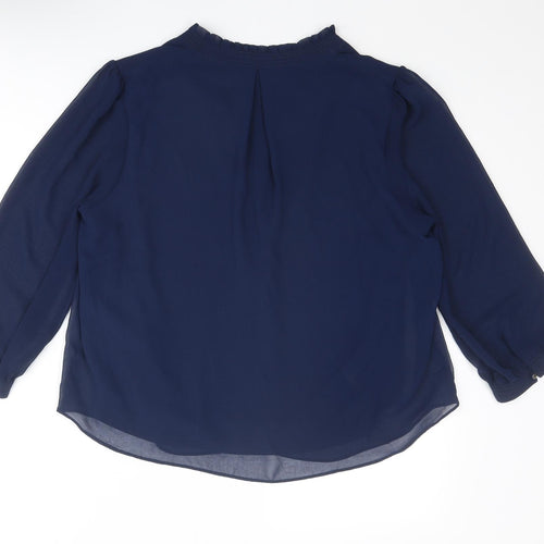 Dorothy Perkins Womens Blue Polyester Basic Blouse Size 16 V-Neck