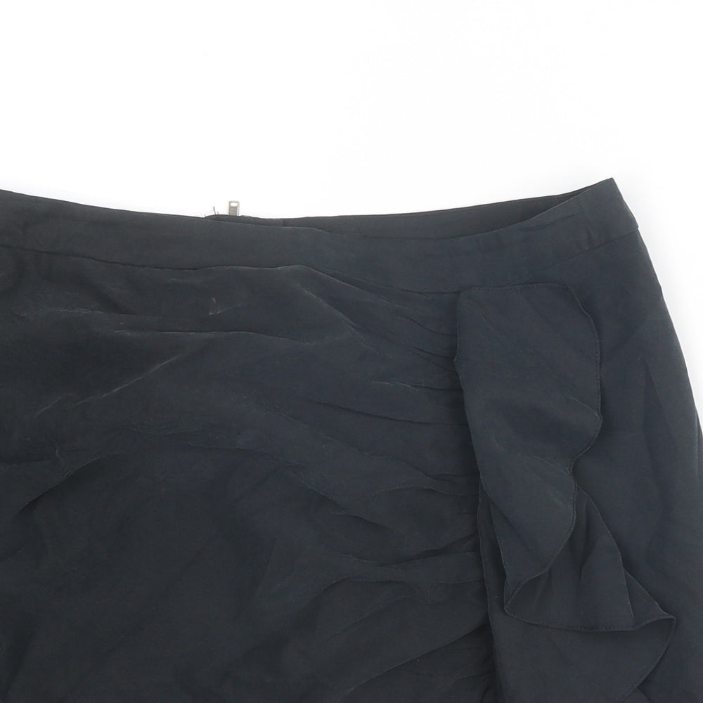 H&M Womens Black Modal A-Line Skirt Size 12 Zip