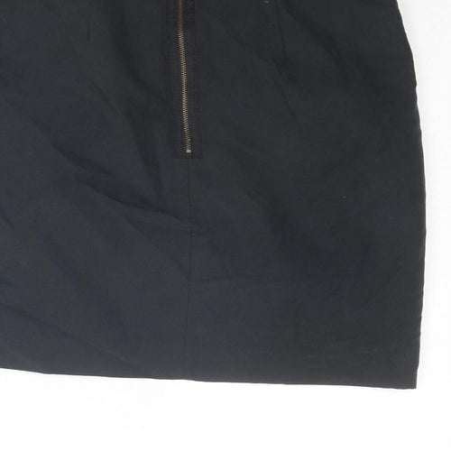 H&M Womens Black Modal A-Line Skirt Size 12 Zip
