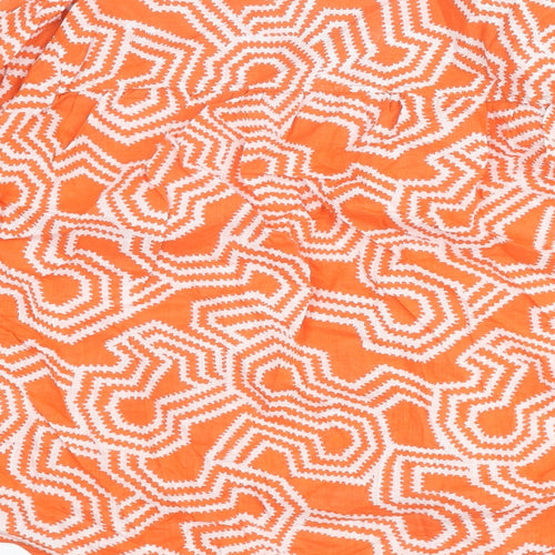 NEXT Womens Orange Geometric Cotton Basic Button-Up Size 10 V-Neck