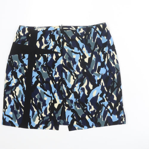 Whistles Womens Blue Geometric Polyester A-Line Skirt Size 14 Zip