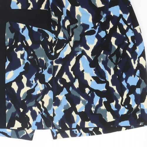 Whistles Womens Blue Geometric Polyester A-Line Skirt Size 14 Zip