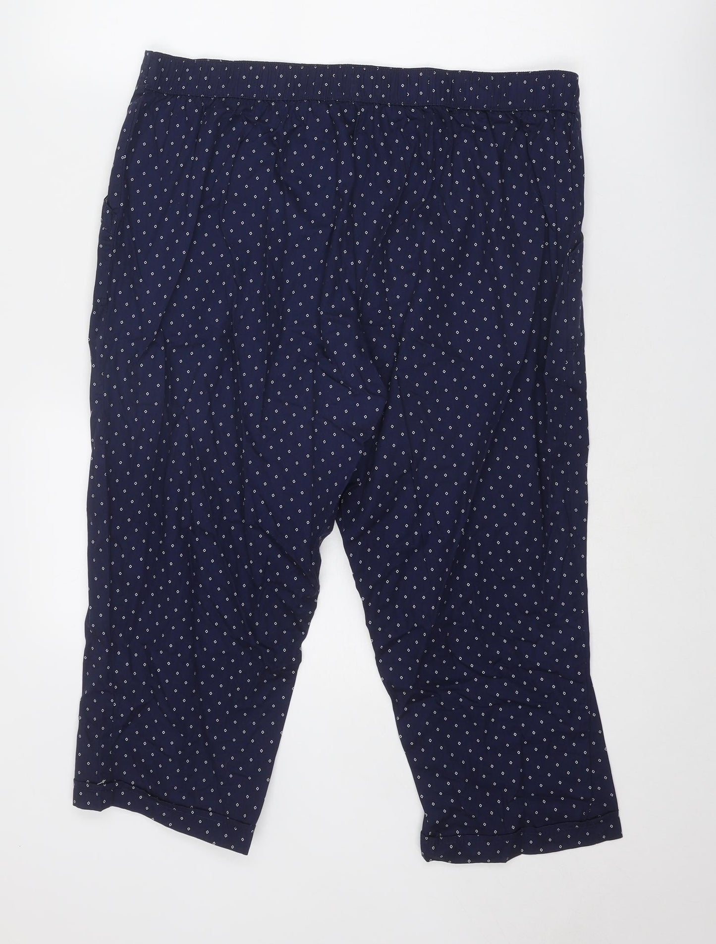 Bonmarché Womens Blue Polka Dot Cotton Capri Trousers Size 18 L21 in Regular