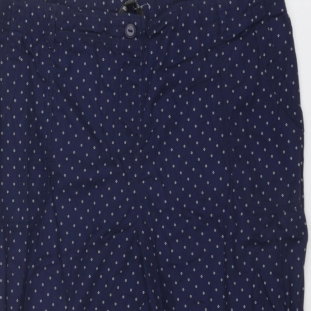 Bonmarché Womens Blue Polka Dot Cotton Capri Trousers Size 18 L21 in Regular
