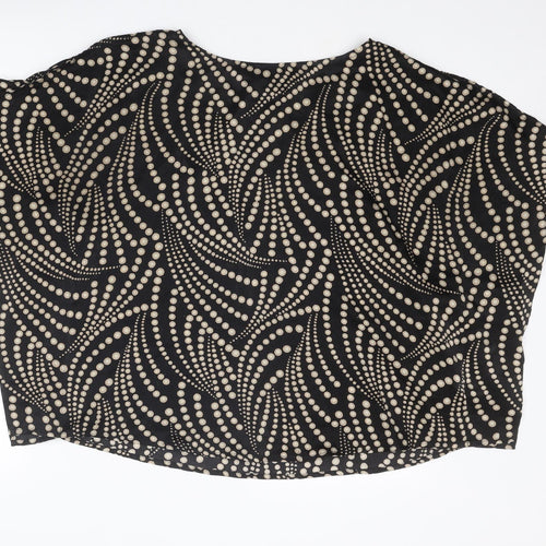 Mint Velvet Womens Black Geometric Polyester Basic Blouse Size L Round Neck