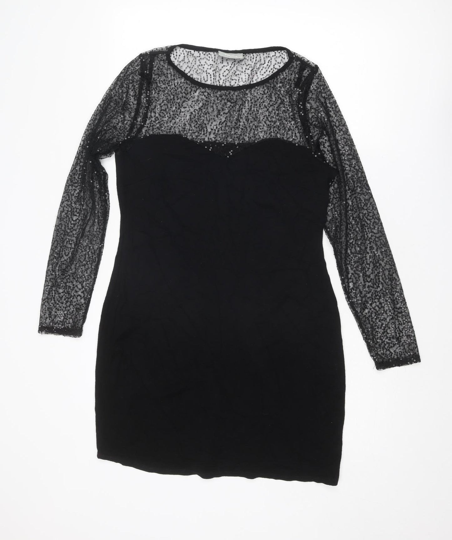 Wallis Womens Black Viscose Shift Size 14 Round Neck Pullover