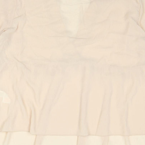 Boohoo Womens Beige Polyester Basic Blouse Size 16 V-Neck