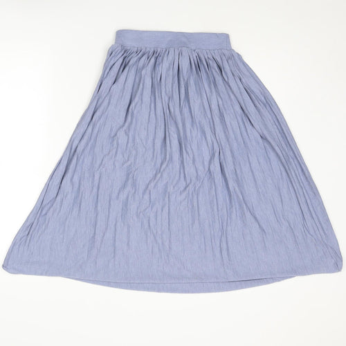 Pull&Bear Womens Blue Polyester Pleated Skirt Size S