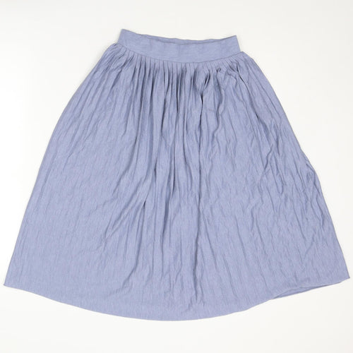 Pull&Bear Womens Blue Polyester Pleated Skirt Size S
