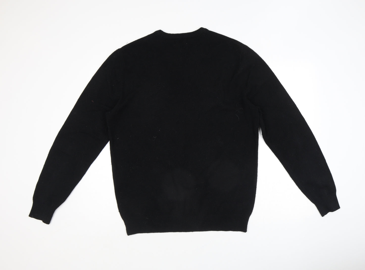 Jack Wills Mens Black Crew Neck Wool Pullover Jumper Size XL Long Sleeve