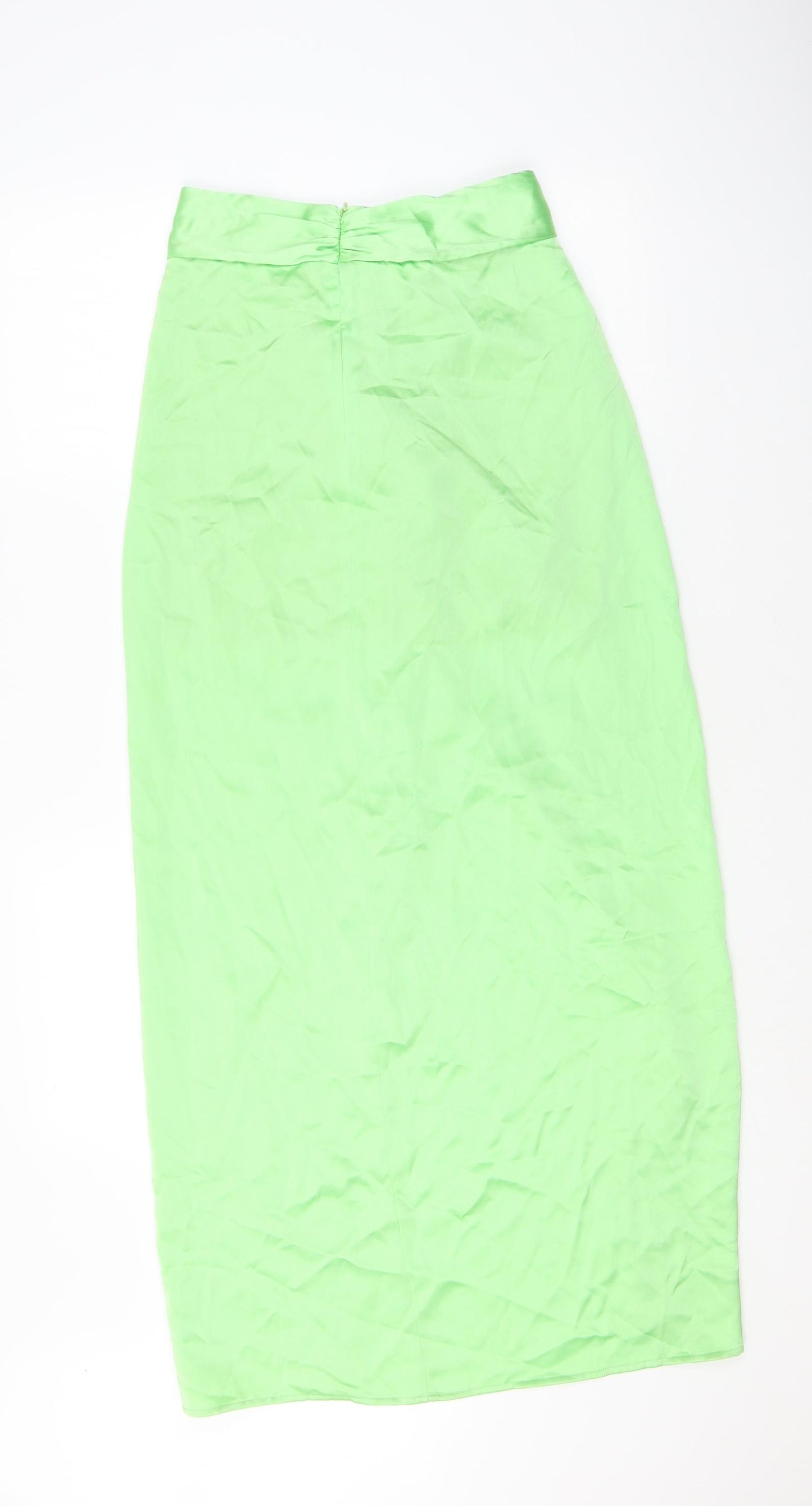 Zara Womens Green Polyester A-Line Skirt Size XS Zip