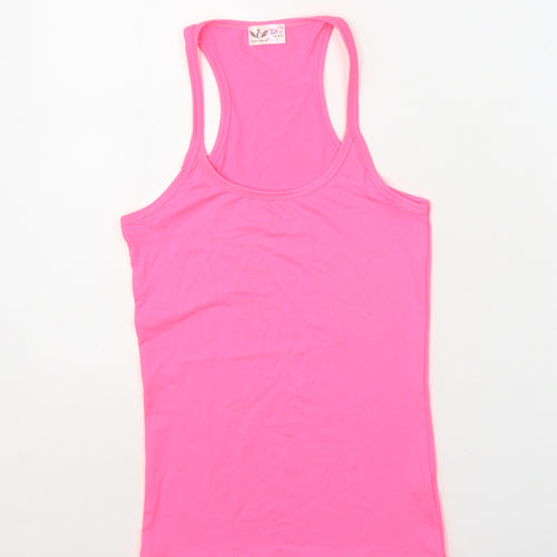 Crazy Chick Girls Pink Polyester Basic Tank Size 11-12 Years Scoop Neck Pullover