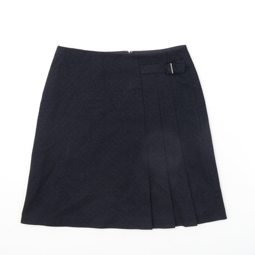 Hobbs Womens Blue Polyester Pleated Skirt Size 6 Zip