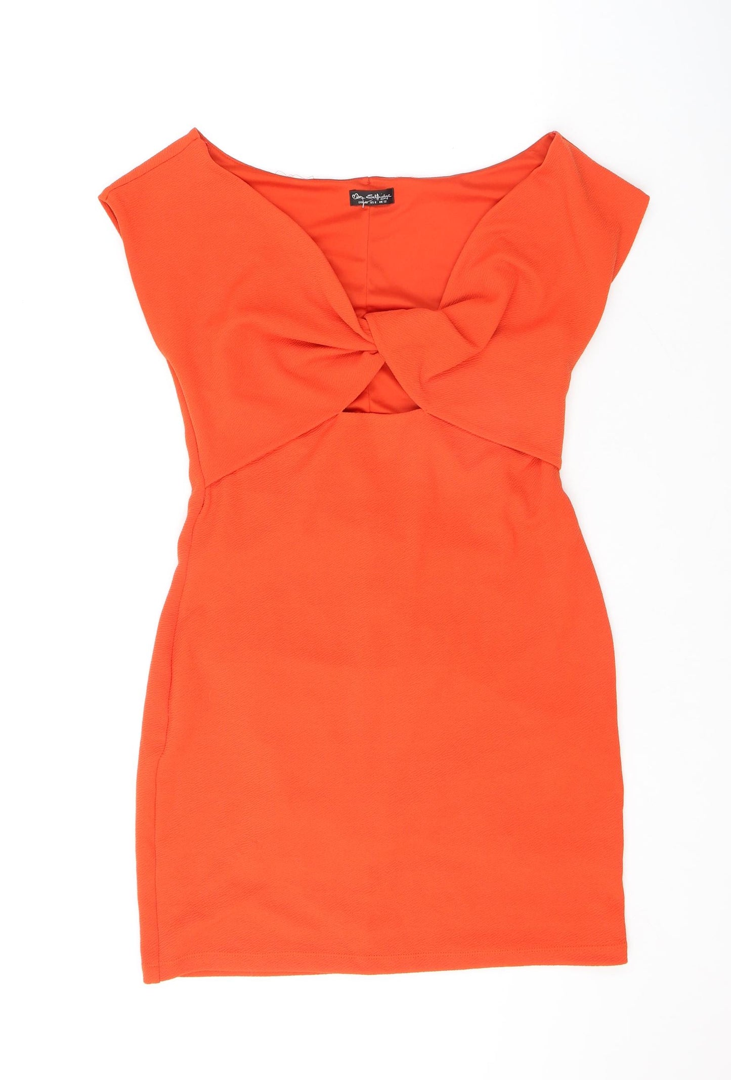 Miss Selfridge Womens Orange Polyester Mini Size 12 V-Neck Pullover