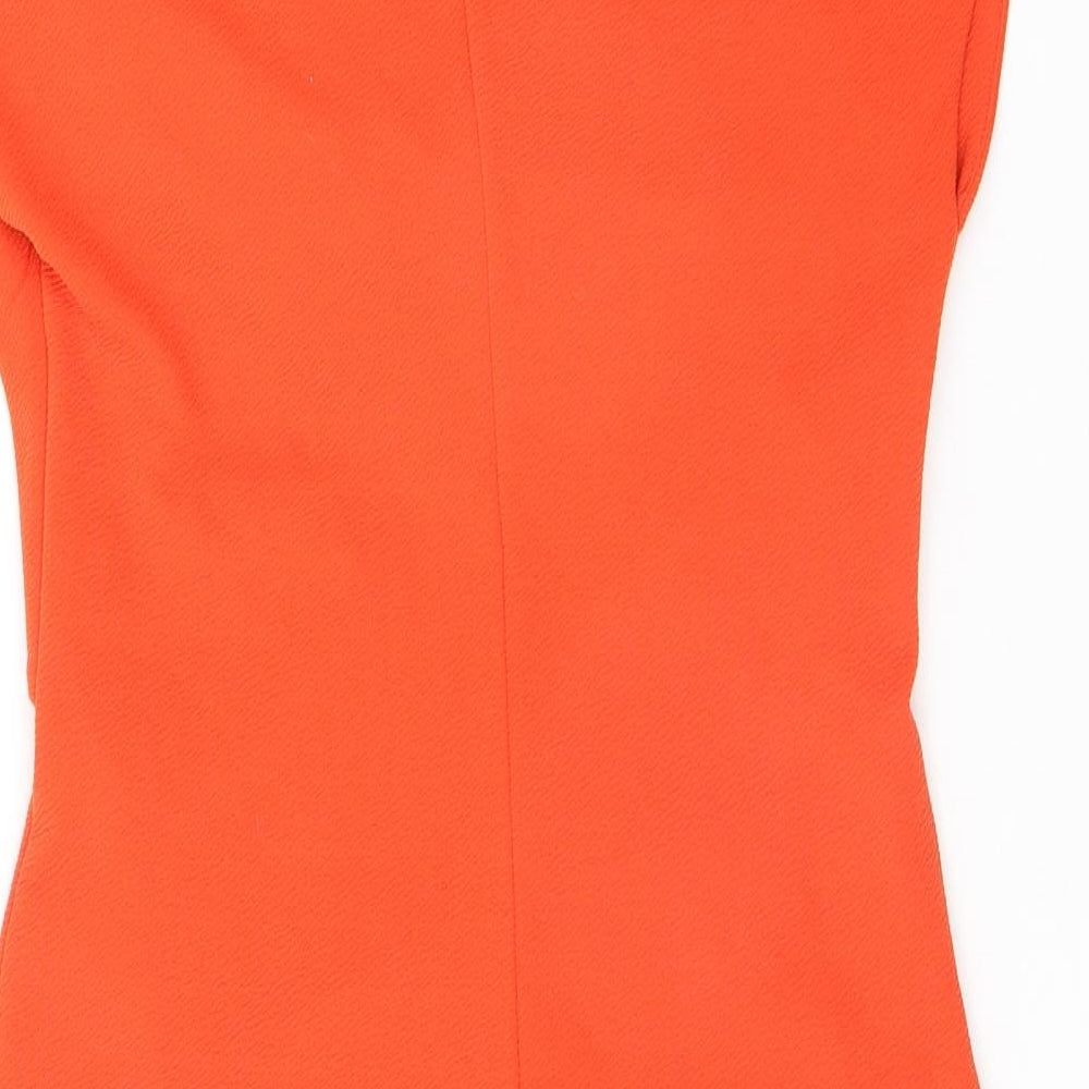 Miss Selfridge Womens Orange Polyester Mini Size 12 V-Neck Pullover