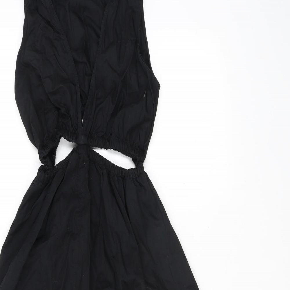 Zara Womens Black 100% Cotton Maxi Size XS V-Neck Pullover
