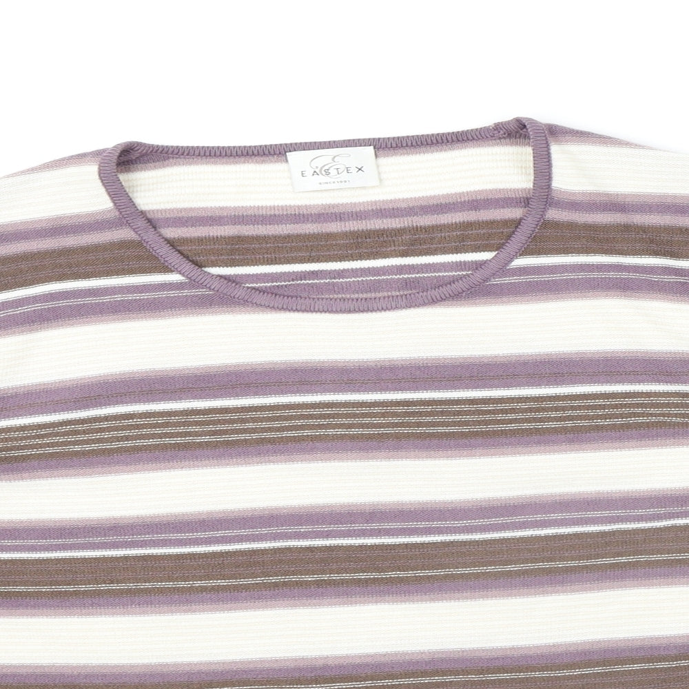 Eastex Womens Multicoloured Round Neck Striped Acrylic Pullover Jumper Size 10