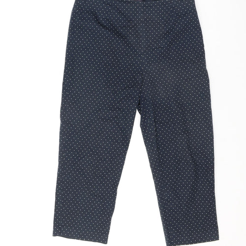 Marks and Spencer Womens Black Polka Dot Cotton Pedal Pusher Trousers Size 12 L20 in Regular Zip