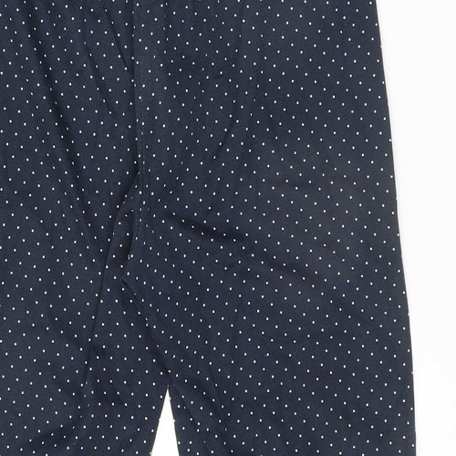 Marks and Spencer Womens Black Polka Dot Cotton Pedal Pusher Trousers Size 12 L20 in Regular Zip