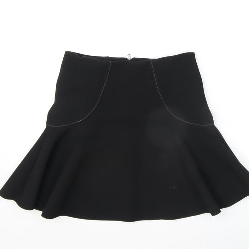 NEXT Womens Black Polyester Swing Skirt Size 10 Zip