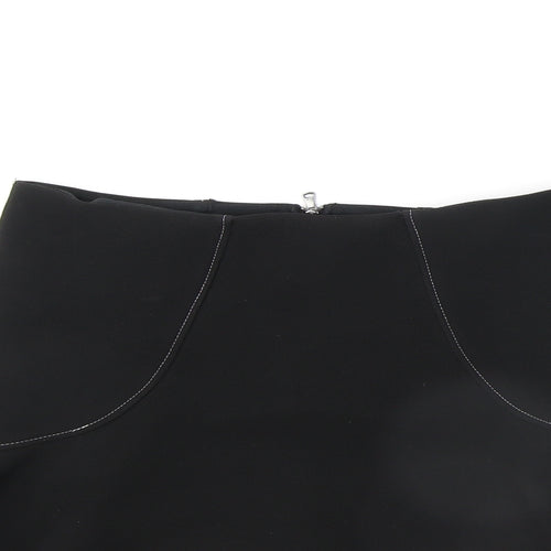 NEXT Womens Black Polyester Swing Skirt Size 10 Zip