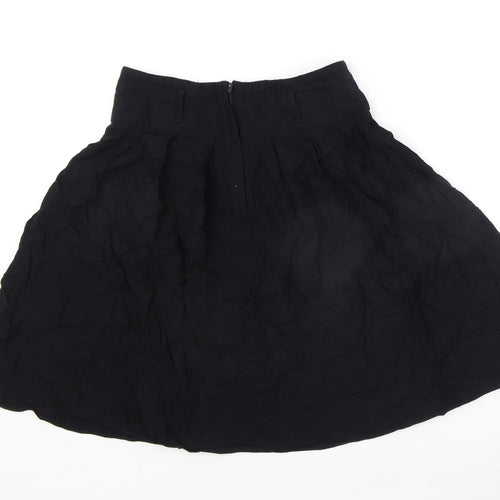 Dorothy Perkins Womens Black Viscose Swing Skirt Size 10 Zip