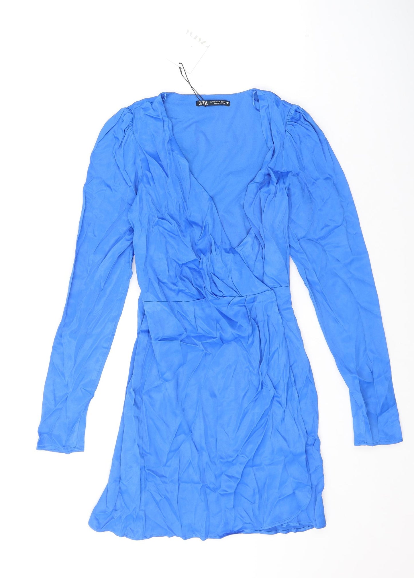 Zara Womens Blue Viscose Mini Size XS V-Neck Pullover