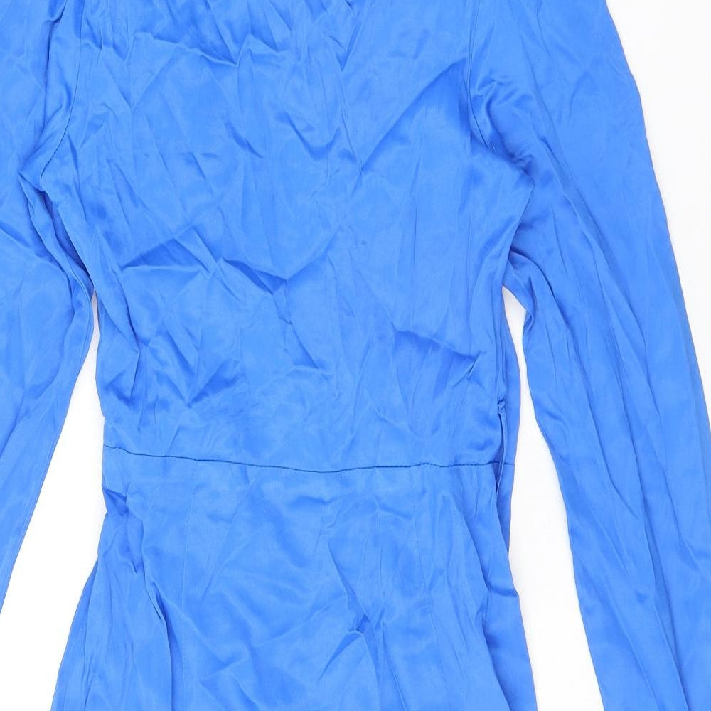 Zara Womens Blue Viscose Mini Size XS V-Neck Pullover