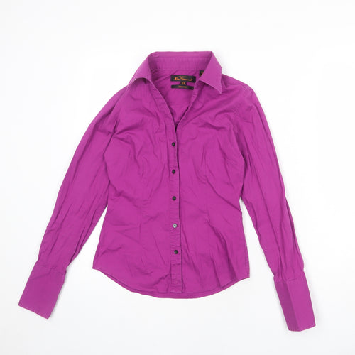 Ben Sherman Womens Purple Cotton Basic Button-Up Size XS Collared