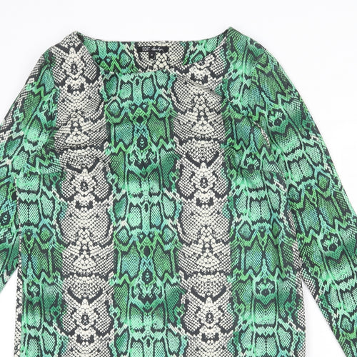 EDIT Womens Multicoloured Animal Print Polyester Shift Size 14 Boat Neck Pullover - Snake Print