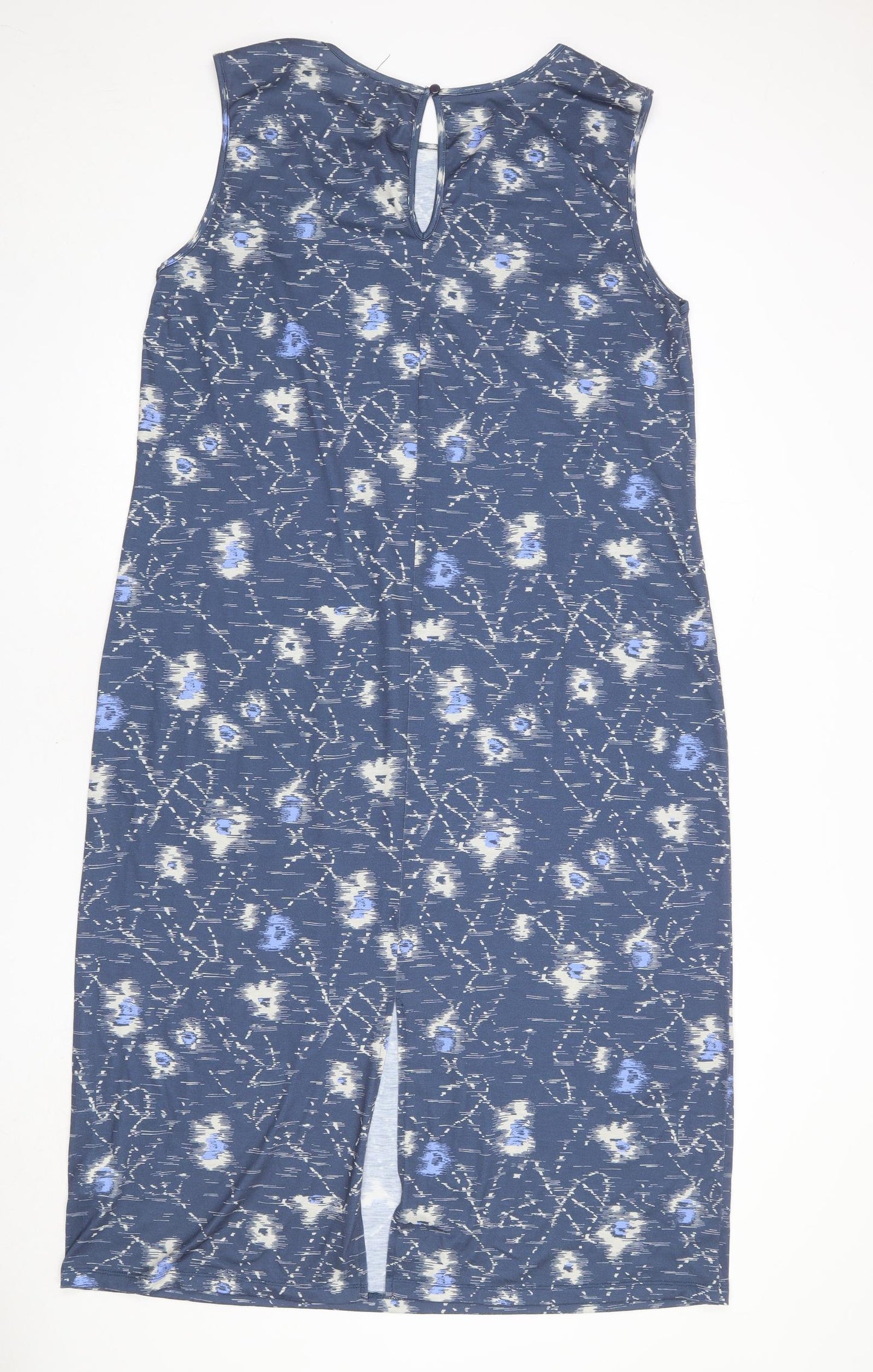 Emreco Womens Blue Geometric Polyester Maxi Size 20 Boat Neck Button
