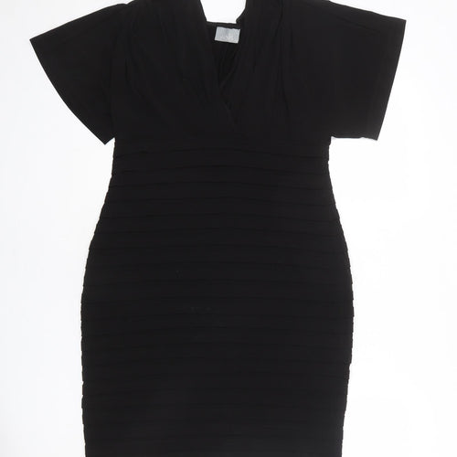 Wallis Womens Black Polyester Shift Size 14 V-Neck Pullover