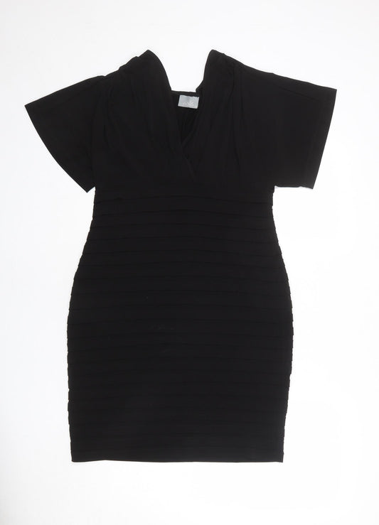 Wallis Womens Black Polyester Shift Size 14 V-Neck Pullover