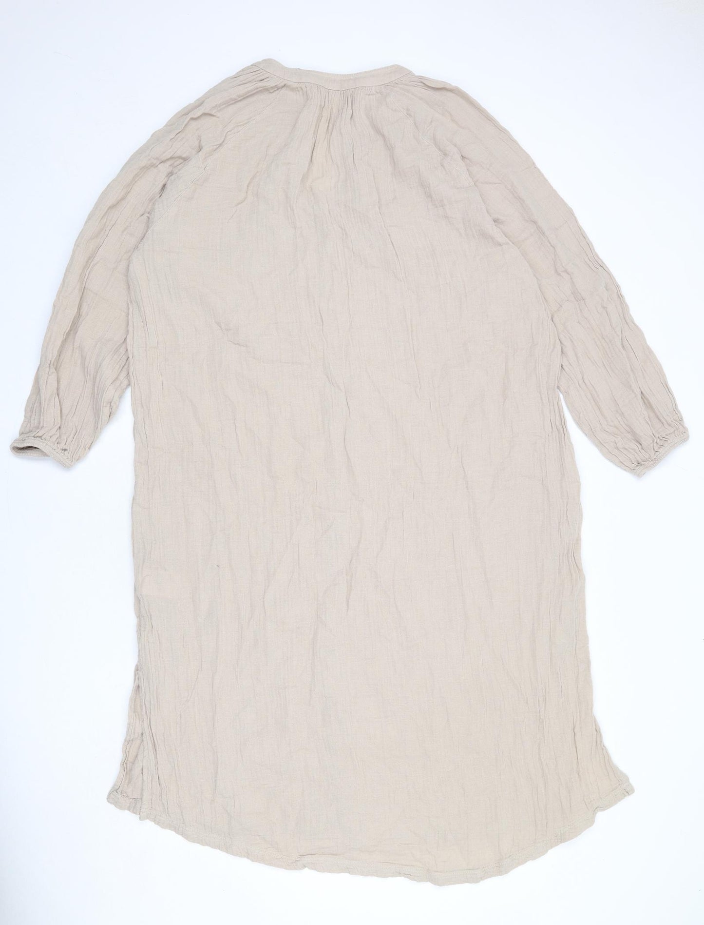 H&M Womens Beige 100% Cotton A-Line Size M V-Neck Pullover