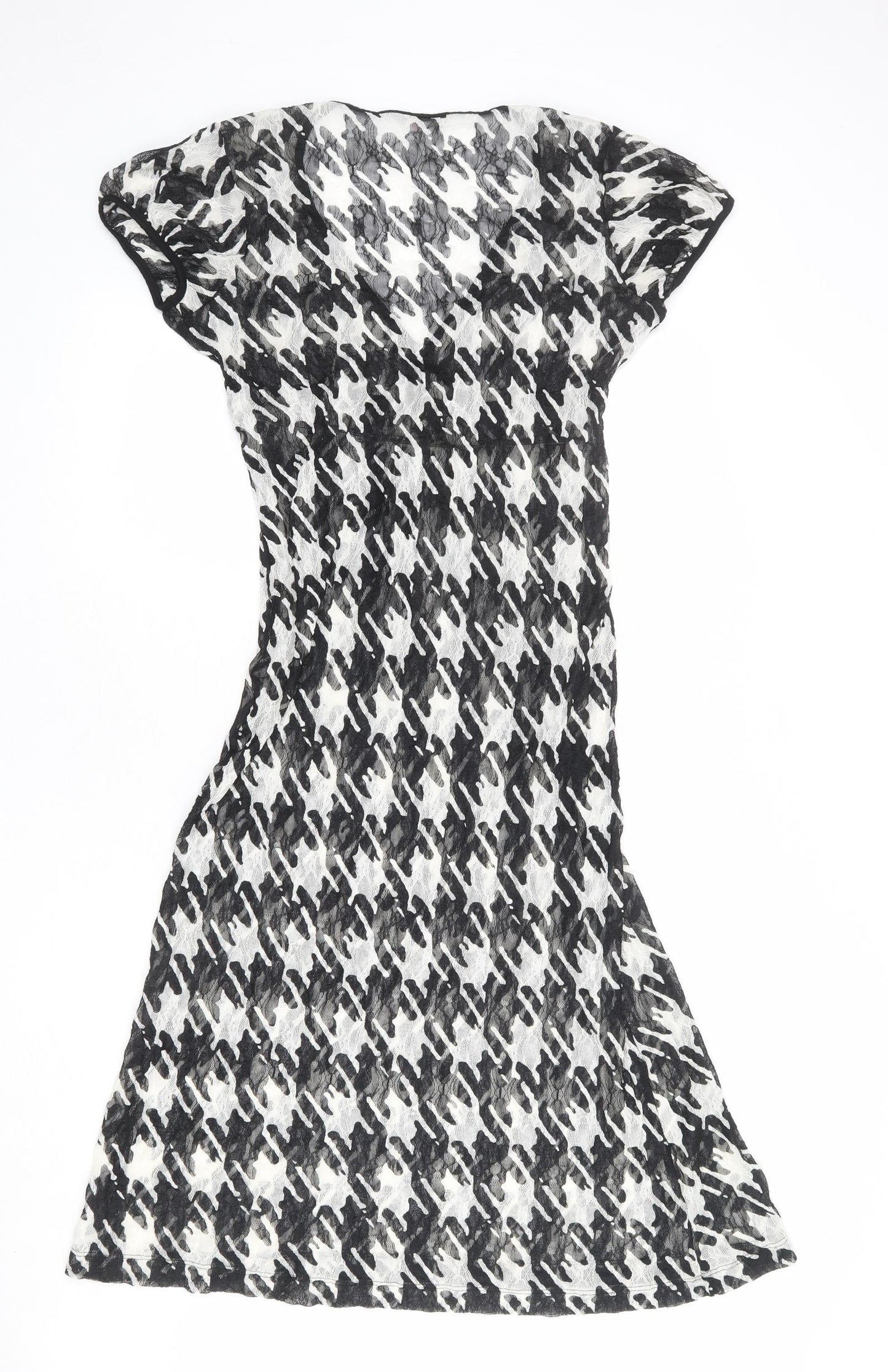 Per Una Womens Black Geometric Polyester A-Line Size 12 V-Neck Pullover