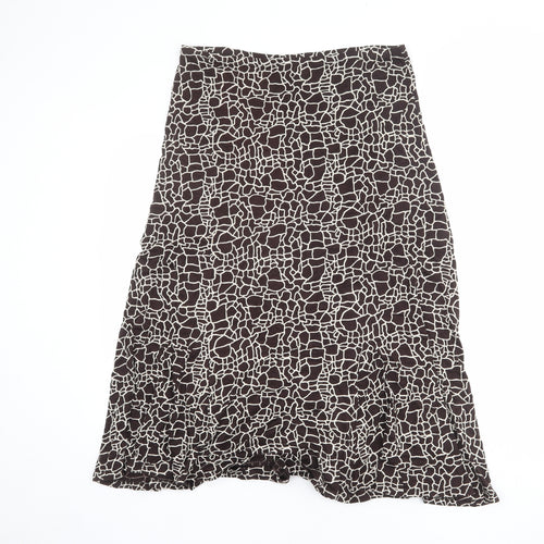 M&Co Womens Brown Geometric Viscose Swing Skirt Size 12