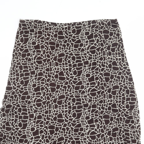 M&Co Womens Brown Geometric Viscose Swing Skirt Size 12