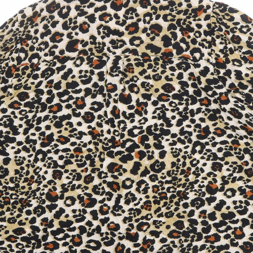 Marks and Spencer Womens Multicoloured Animal Print Viscose Basic Button-Up Size 16 Collared - Leopard Print
