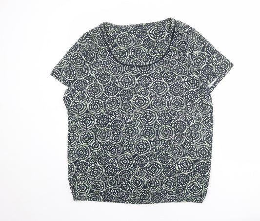 Debenhams Womens Multicoloured Geometric 100% Cotton Basic T-Shirt Size 18 Round Neck