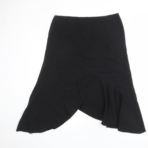 Today's Woman Womens Black Viscose Swing Skirt Size 14 Zip