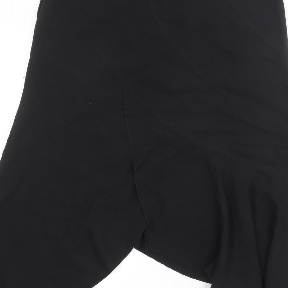 Today's Woman Womens Black Viscose Swing Skirt Size 14 Zip