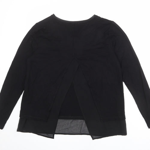 Warehouse Womens Black Viscose Basic T-Shirt Size 12 Round Neck