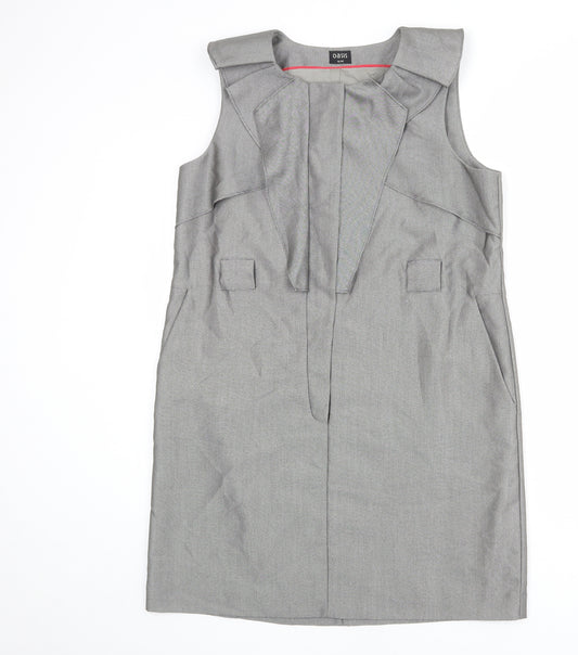 Oasis Womens Grey Polyester Shift Size 16 Round Neck Zip