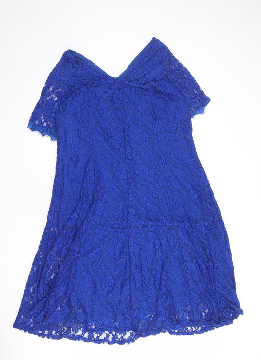 Joanna Hope Womens Blue Polyamide A-Line Size 22 V-Neck Pullover
